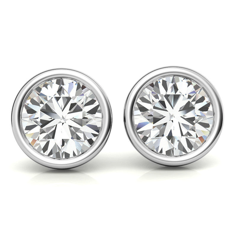 4.00 CTW Lab Grown Diamond Bezel Martini Stud Earrings in 14K White or Yellow Gold