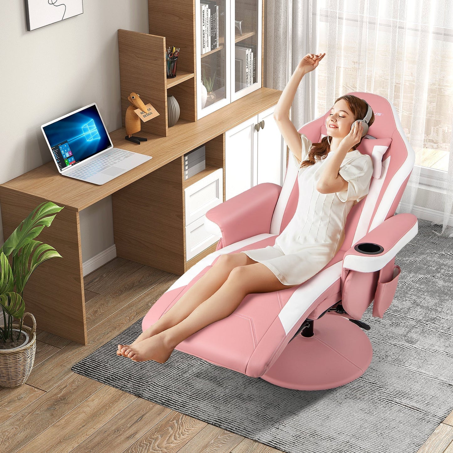Massage Video Gaming Recliner Chair with Adjustable Height