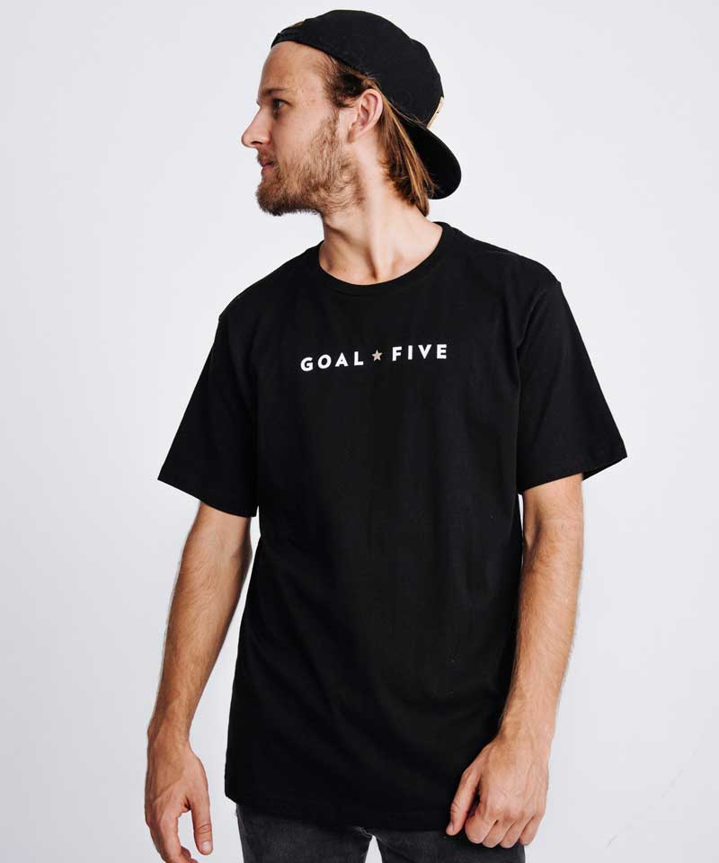 T-shirt en coton noir Goal Five pour homme