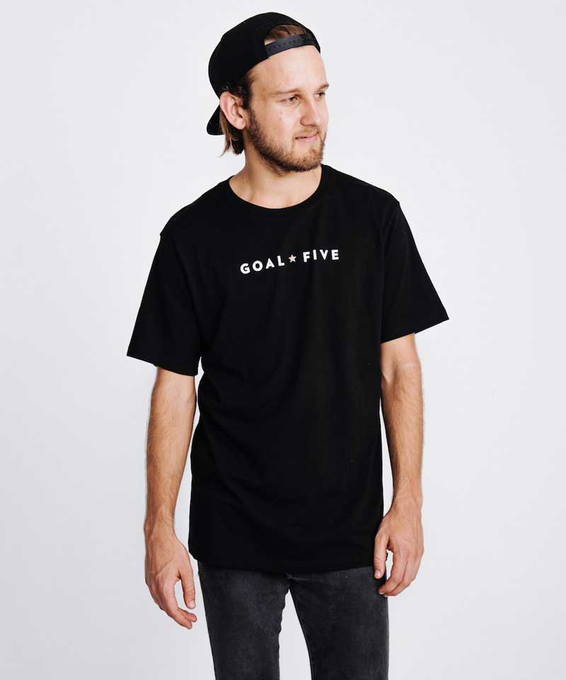T-shirt en coton noir Goal Five pour homme