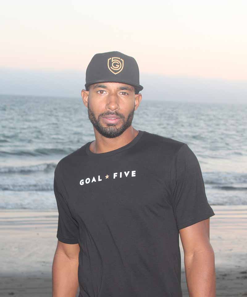 T-shirt en coton noir Goal Five pour homme