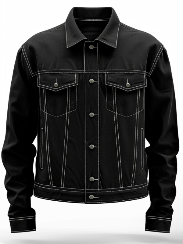 Men’s Black Cotton Strap Pocket Jacket