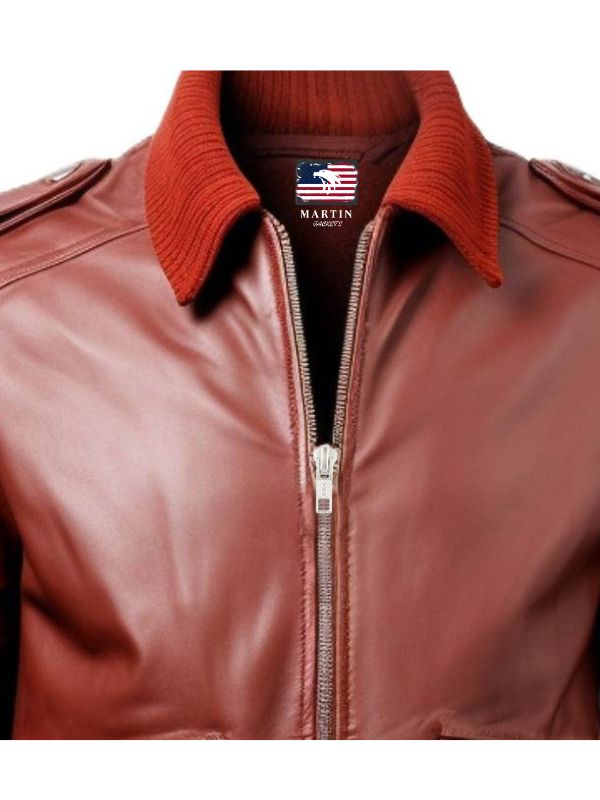 Men’s Tan Brown Bomber Leather Jacket – James Brown Leather Jacket