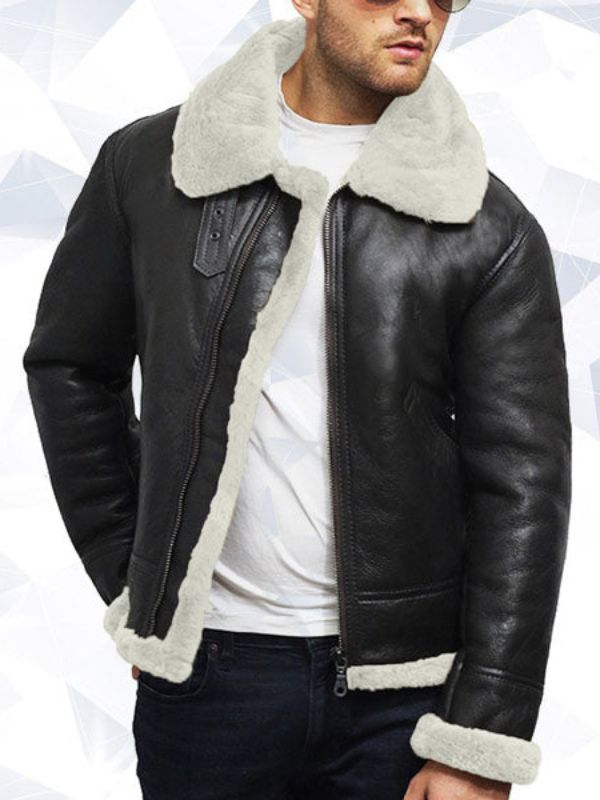 Men’s Aviator Real Shearling Sheepskin Leather Flying Jacket