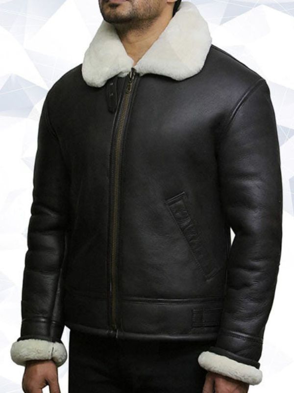 Men’s Aviator Real Shearling Sheepskin Leather Flying Jacket