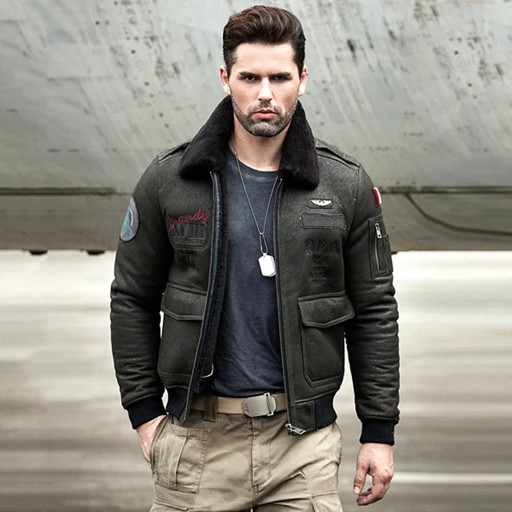 Men’s B3 RAF Aviator Sheepskin Shearling Leather Bomber Jacket