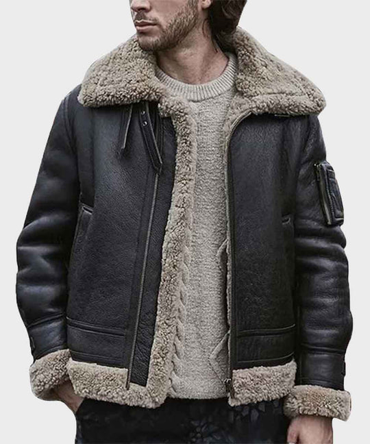 Men’s Black Sheepskin Shearling Jacket