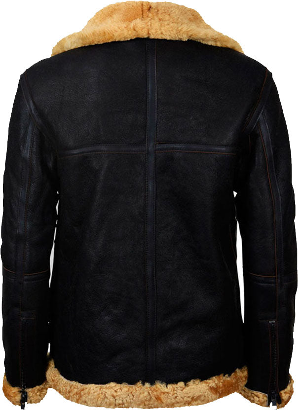 Men’s Flying Brown Vintage Real Leather Jacket With Fur