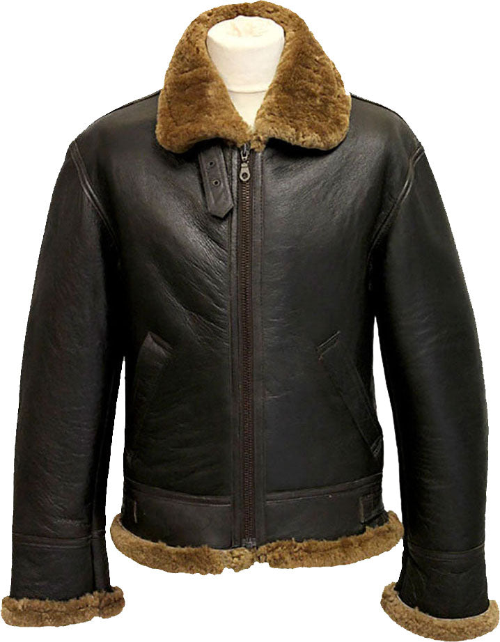 Men’s Winter Aviator B3 Leather Jacket with Fur