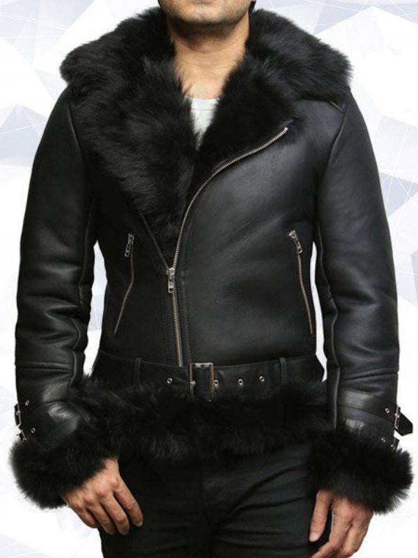 Mens Aviator Flying Jacket Real Shearling Sheepskin Toscana Flying Jacket Coat