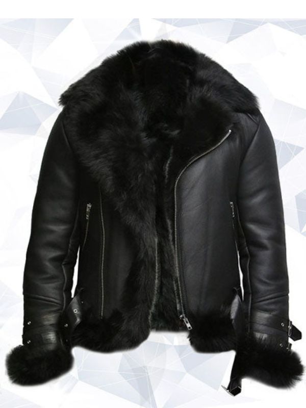 Mens Aviator Flying Jacket Real Shearling Sheepskin Toscana Flying Jacket Coat