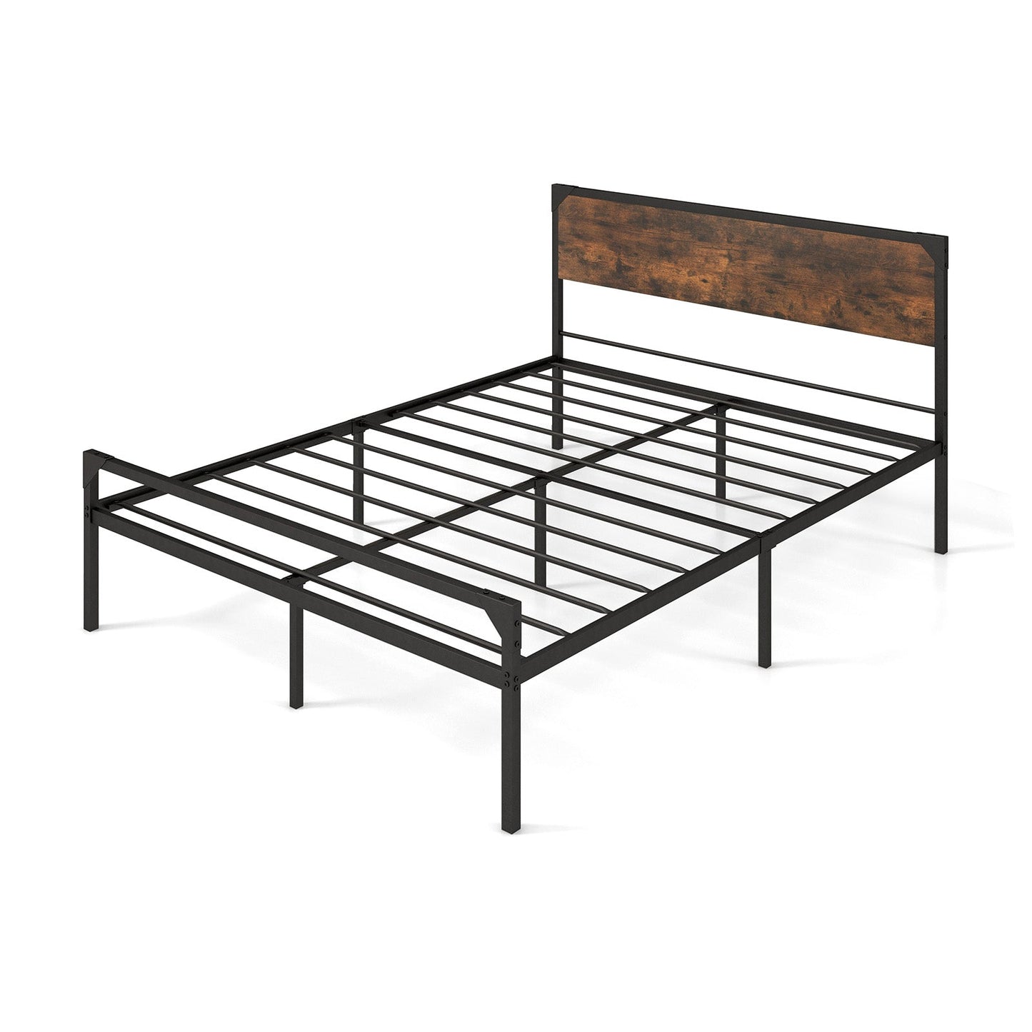 Platform Full/Queen Bed with Rustic Headboard and Footboard
