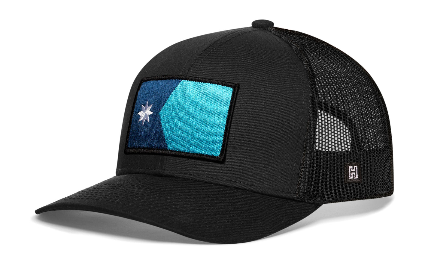 Minnesota Flag Trucker Hat  |  Black Minnesota Flag Snapback