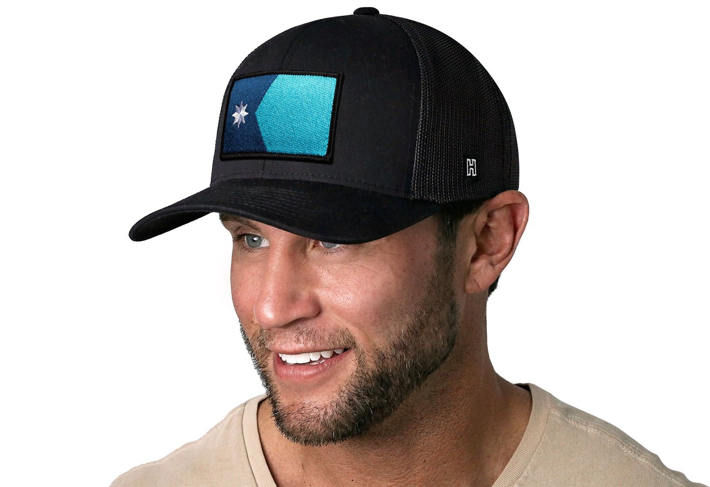 Minnesota Flag Trucker Hat  |  Black Minnesota Flag Snapback