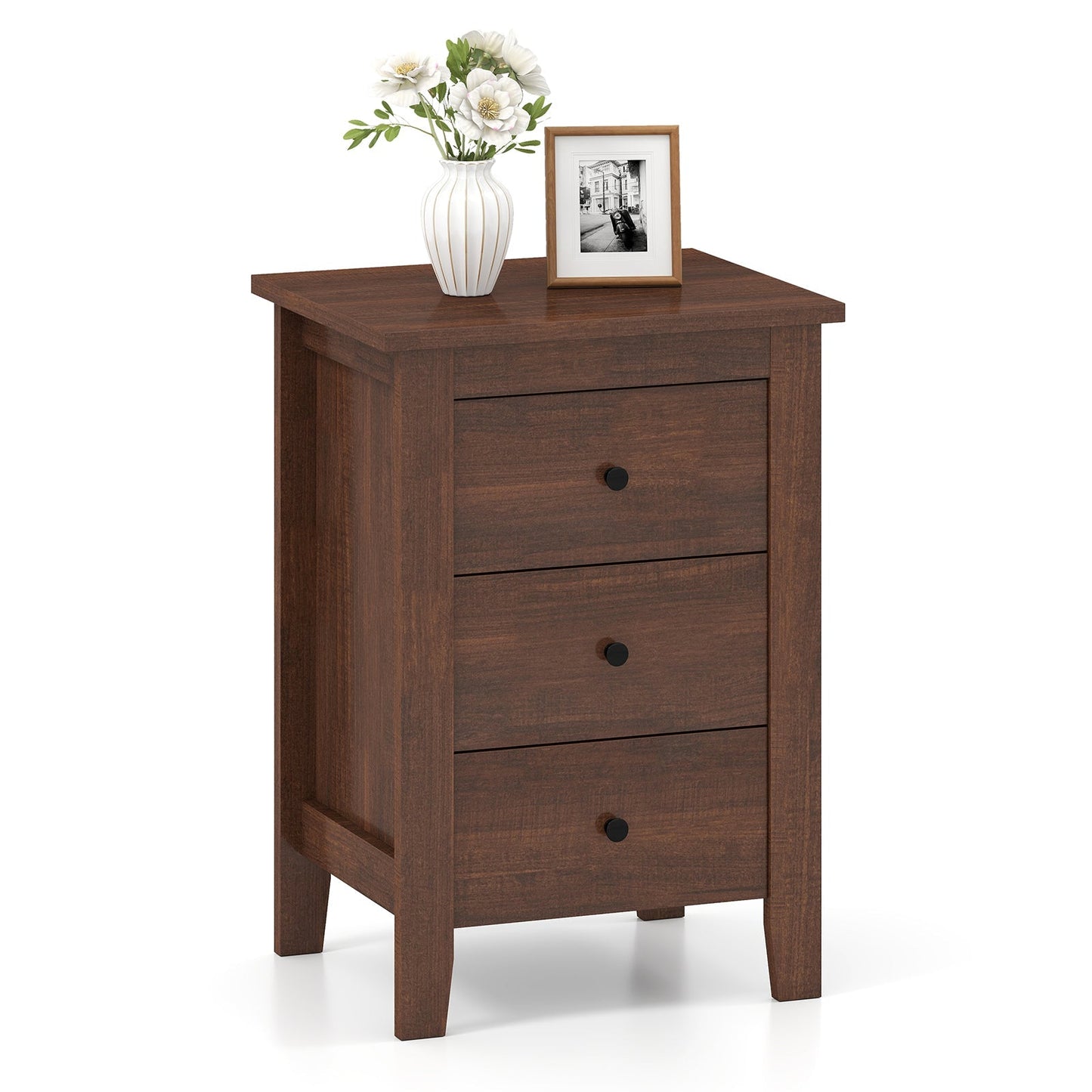 Nightstand End Beside Table Drawers Modern Storage Bedroom Furniture