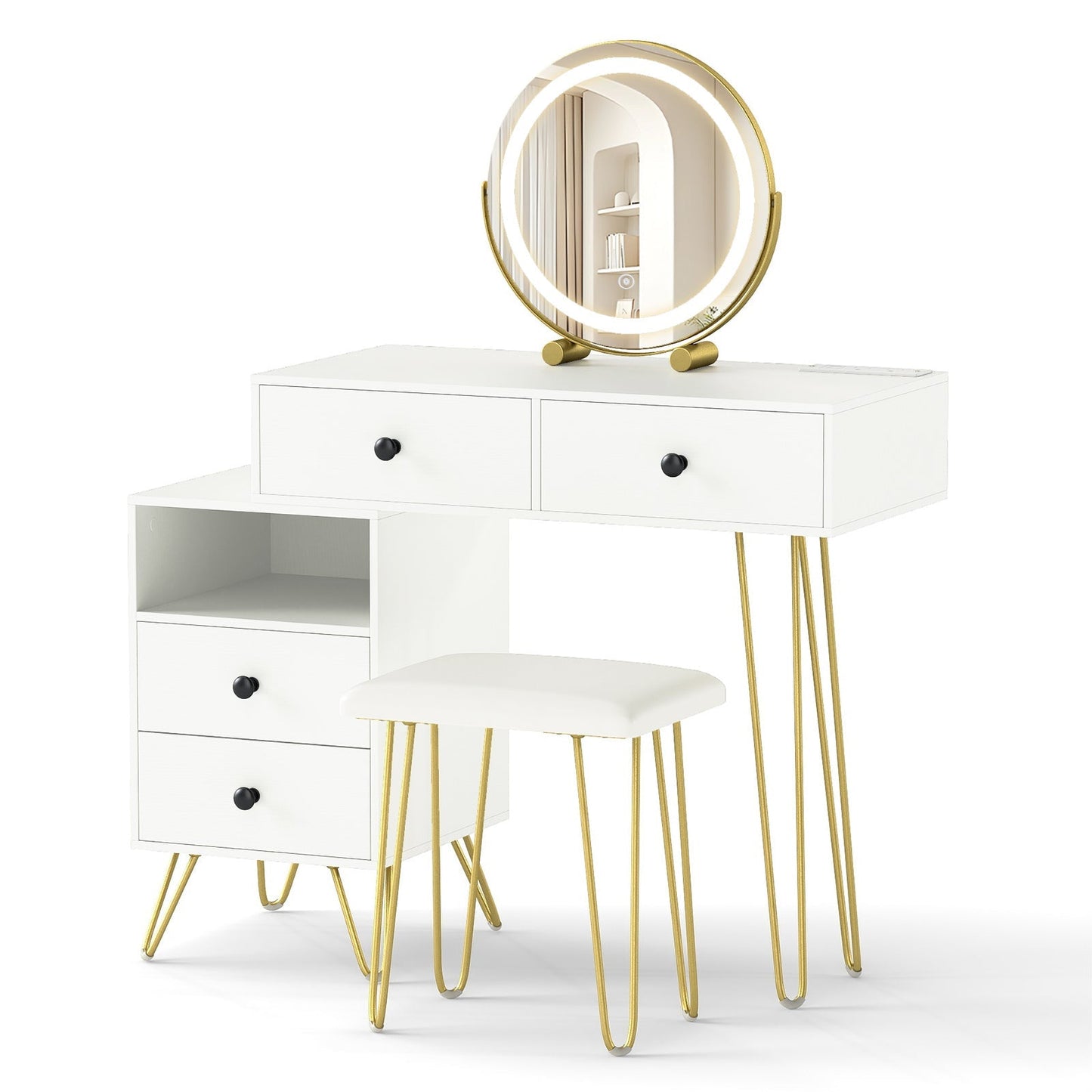 Modern Dressing Table with Storage Cabinet