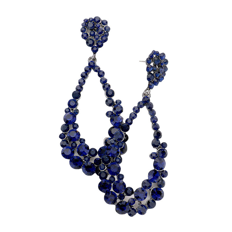 Women's Crystal Bubble Cluster Teardrop Evening Dangle Earrings