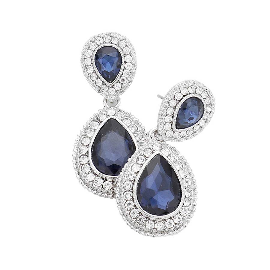 Women's Rhinestone Trim Teardrop Evening Dangle Earrings