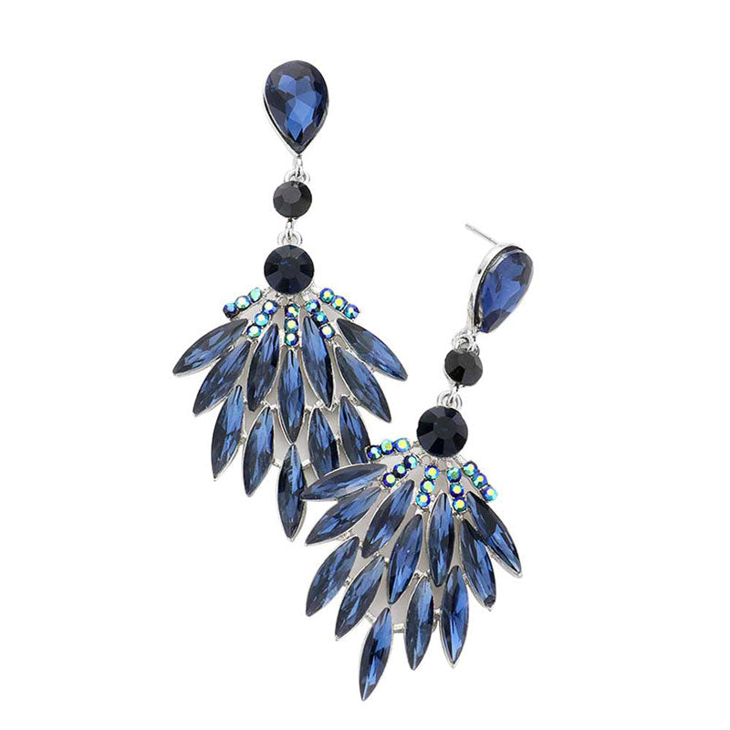 Trendy Marquise Stone Cluster Evening Earrings