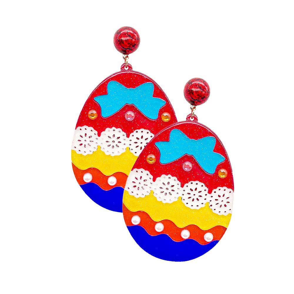 Glittered Resin Easter Egg Dangle Earrings