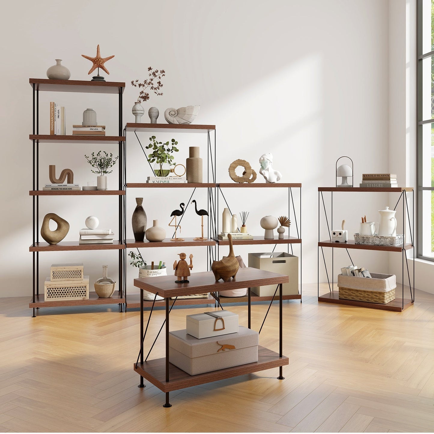 2/3/4/5-Tier Multipurpose Display Rack with Metal Frame-34 inches
