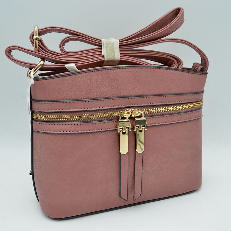 Zipper Detail Women's Crossbody Soft Faux Leather Bag
