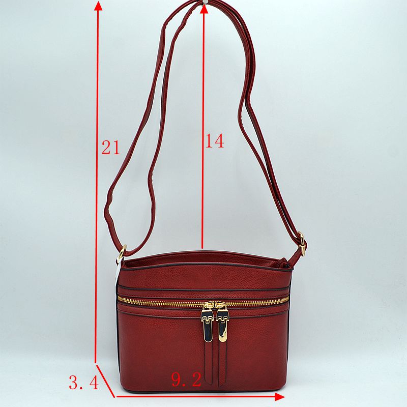 Zipper Detail Women's Crossbody Soft Faux Leather Bag