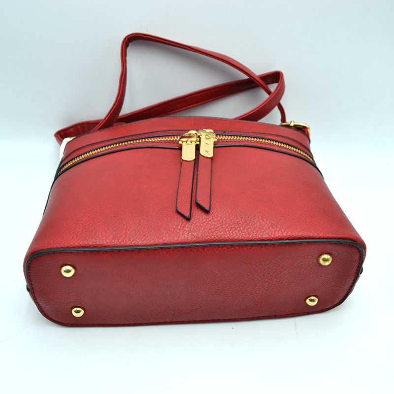 Zipper Detail Women's Crossbody Soft Faux Leather Bag