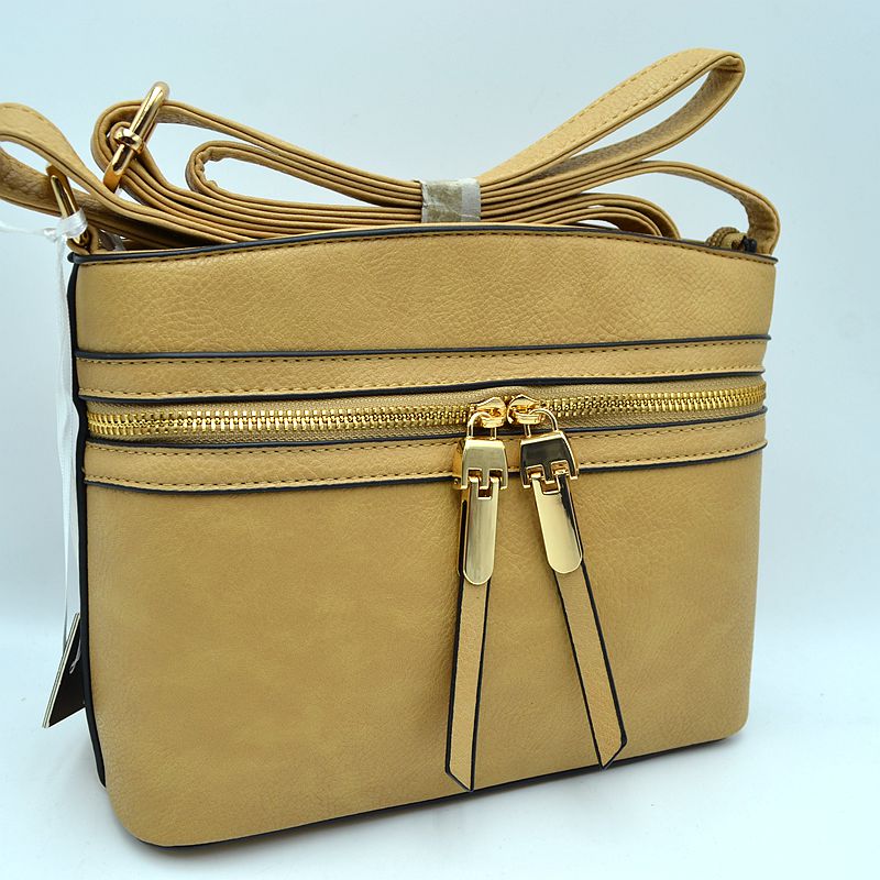Zipper Detail Women's Crossbody Soft Faux Leather Bag