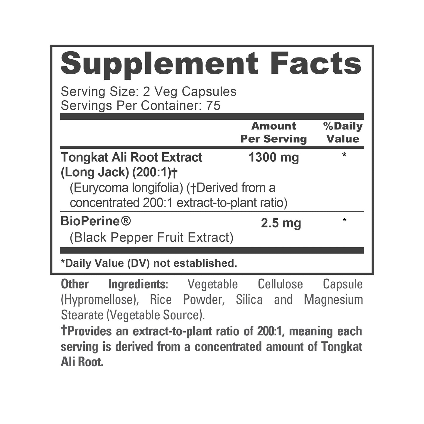 NusaPure Longjack Tongkat Ali 1,300mg 150 Veggie Caps (Non-GMO, Gluten Free) Bioperine