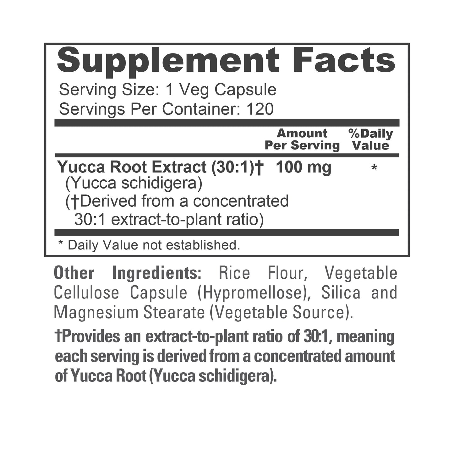 NusaPure Yucca Root 30:1 Extract, 100 mg 120 Veggie Capsules Yucca schidigera Non-GMO, Vegan