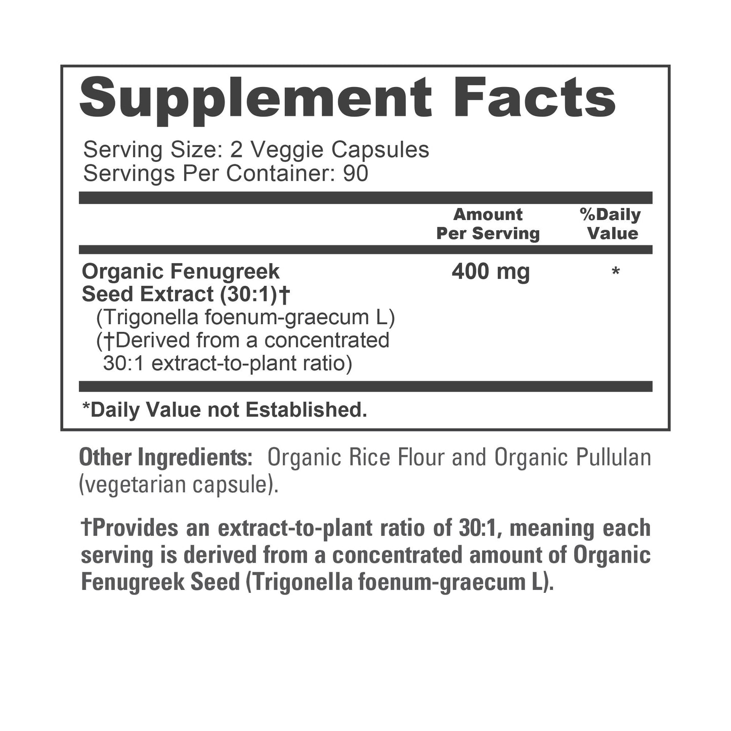 NusaPure Fenugreek Seed 30:1 Extract, 400 mg per Serving, 180 Veggie Capsules – Herbal Supplement – Non-GMO, Vegan