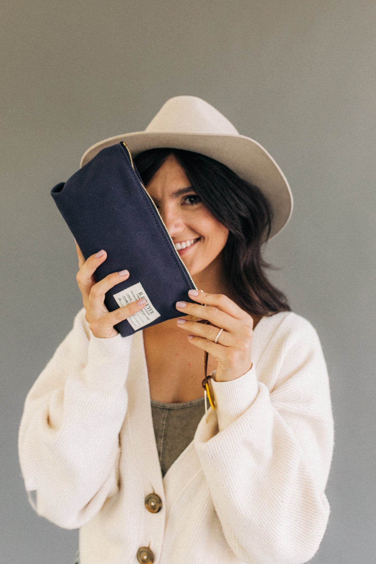 Lucy | Signature Navy Canvas Zipper Pouch