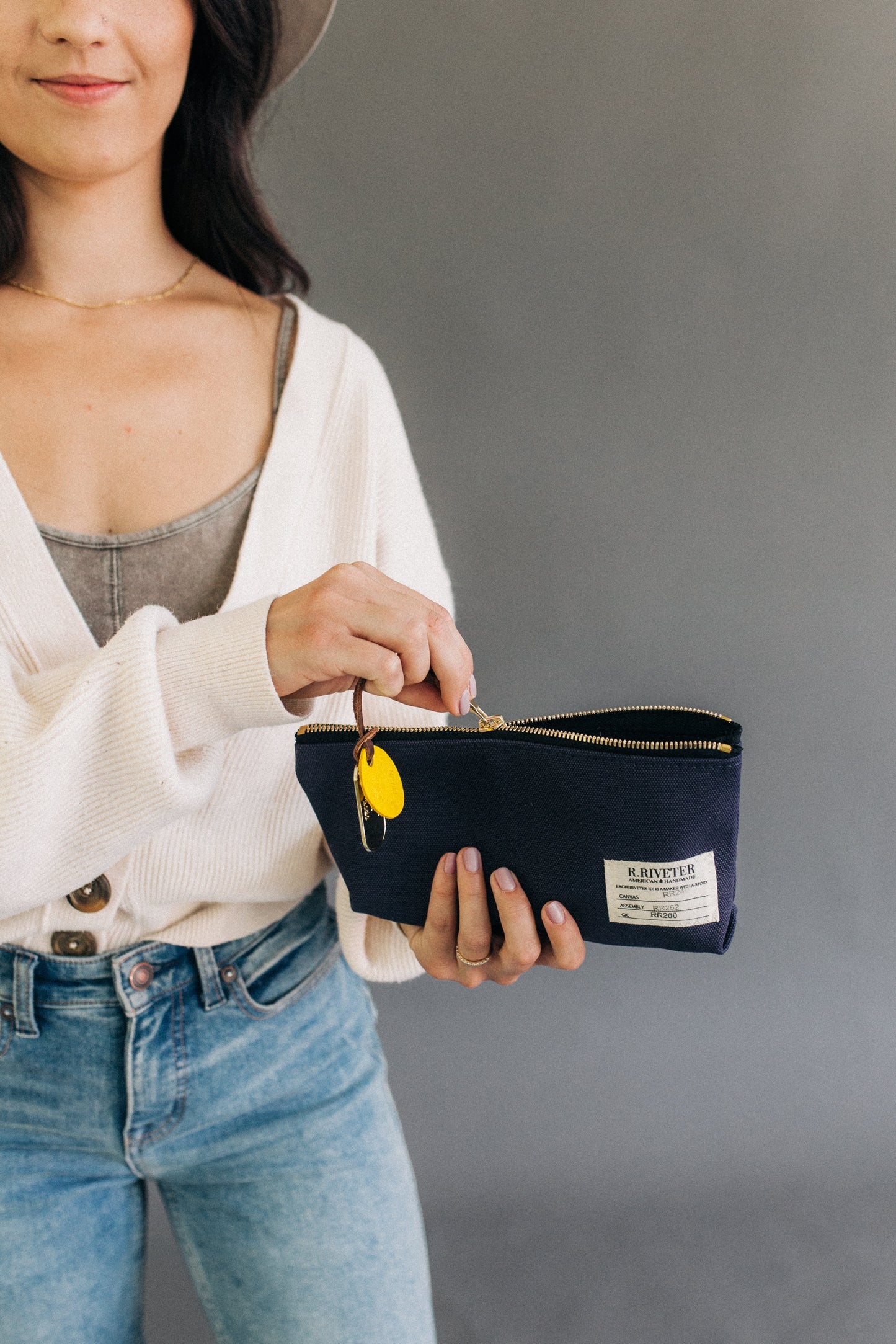 Lucy | Signature Navy Canvas Zipper Pouch