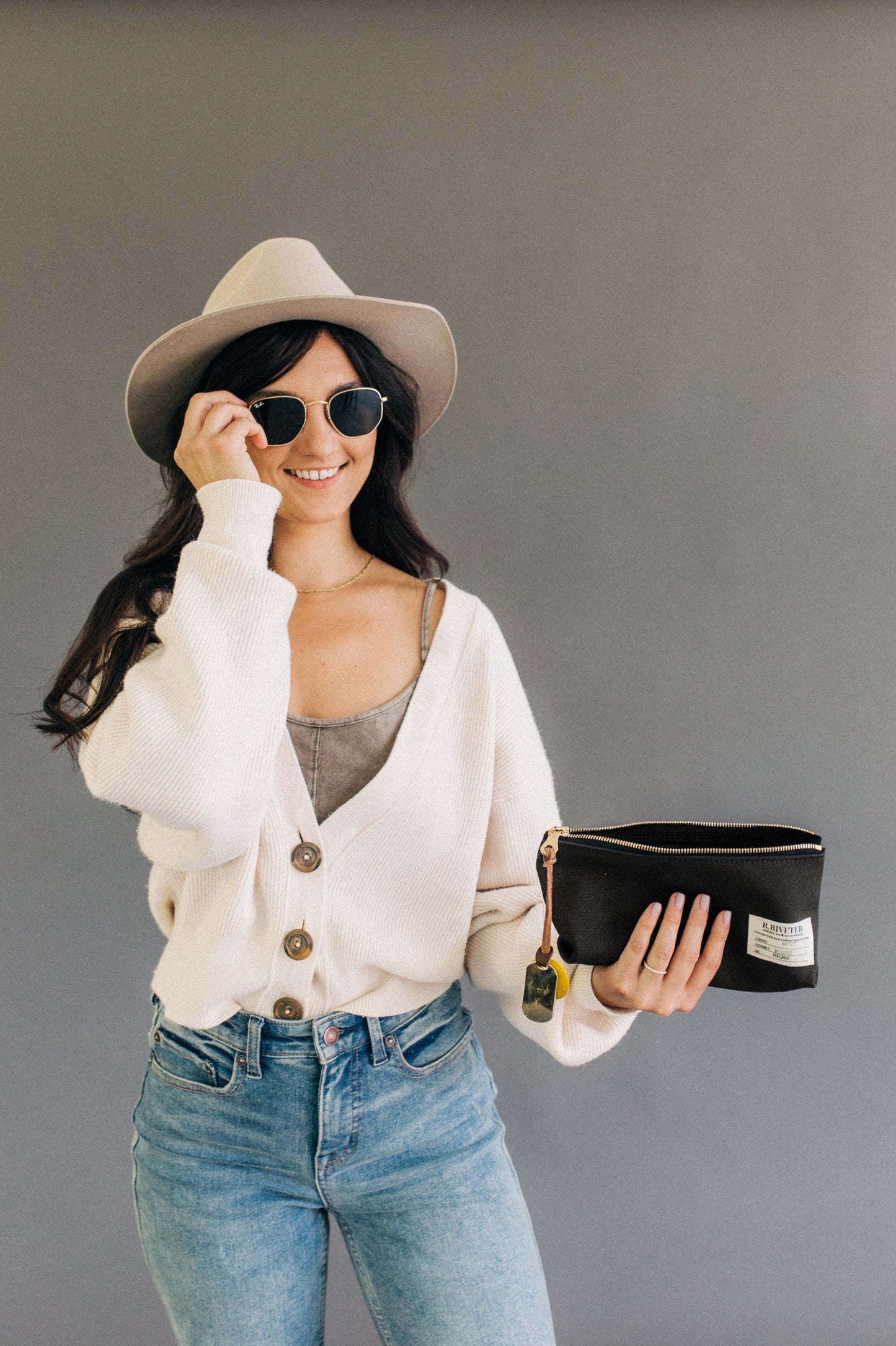USGA Lucy | Signature Black Canvas Zipper Pouch