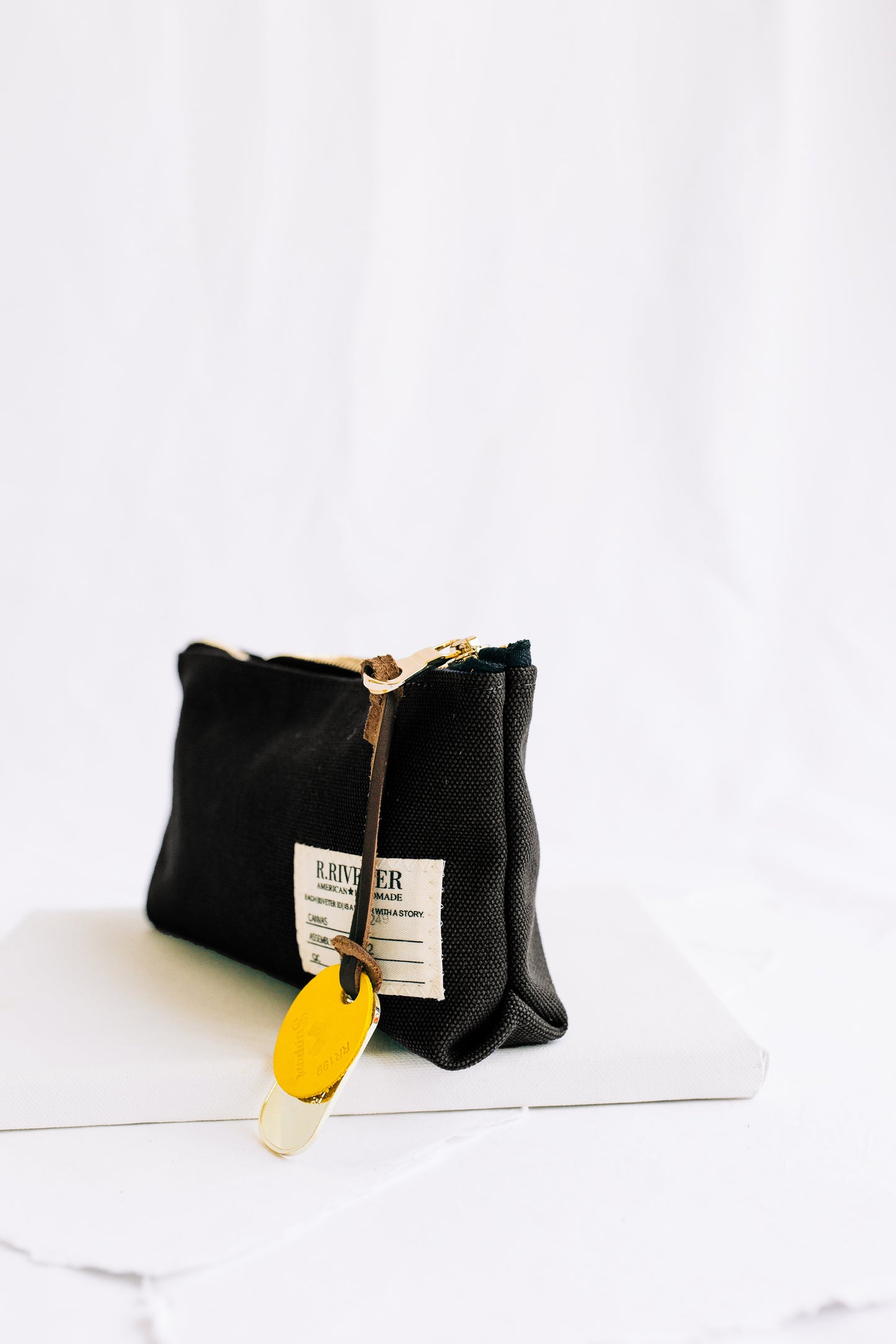 Lucy | Signature Black Canvas Zipper Pouch