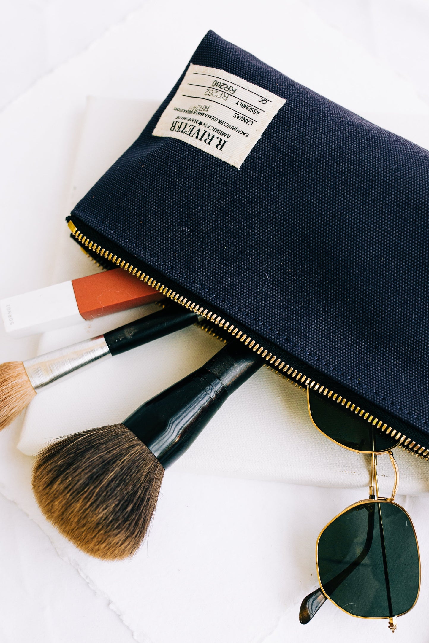 Lucy | Signature Navy Canvas Zipper Pouch