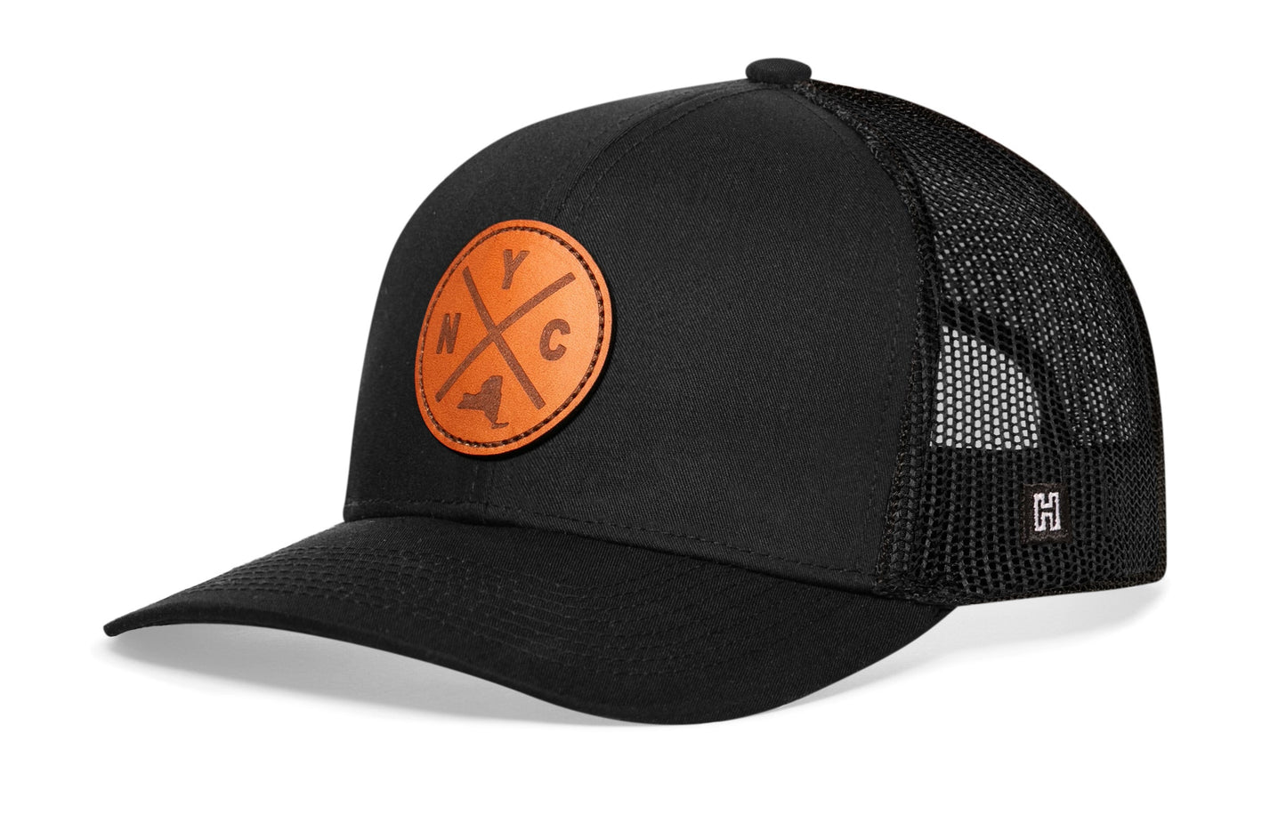 New York City Trucker Hat Leather  |  Black NYC X Snapback