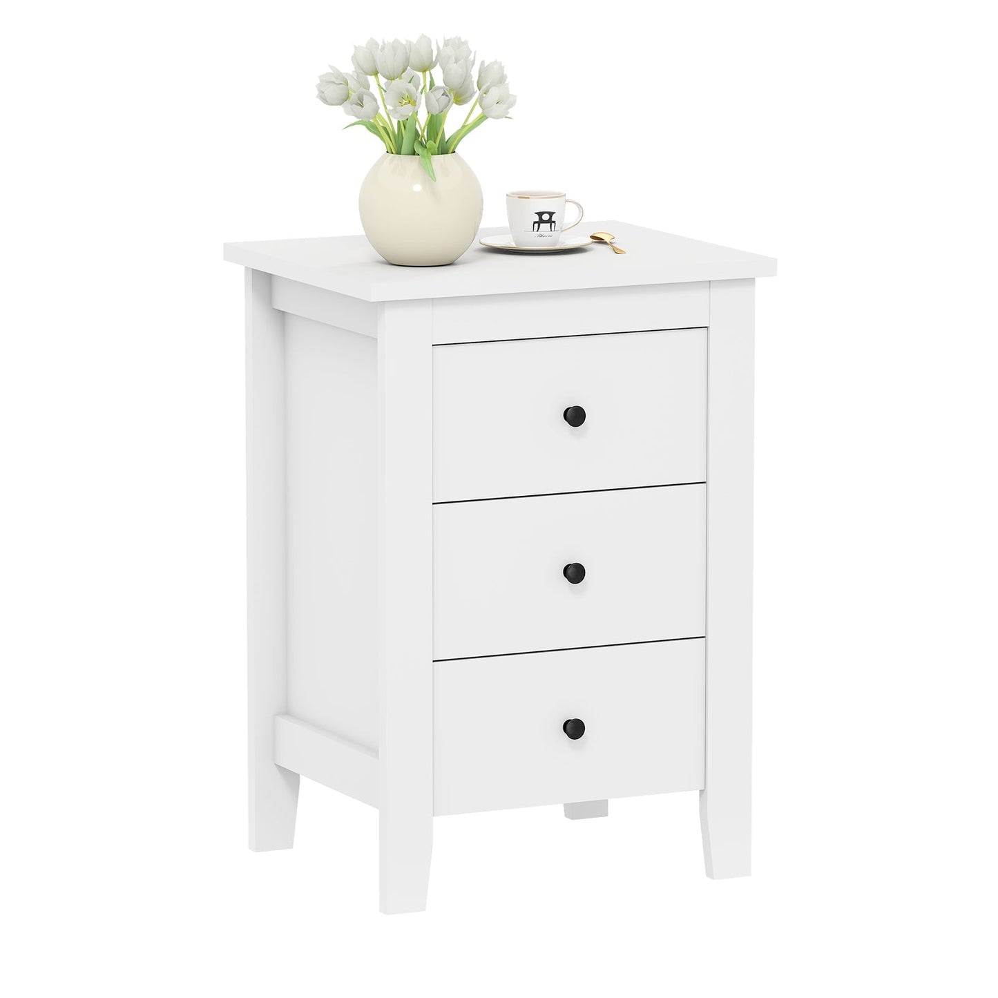 Nightstand End Beside Table Drawers Modern Storage Bedroom Furniture