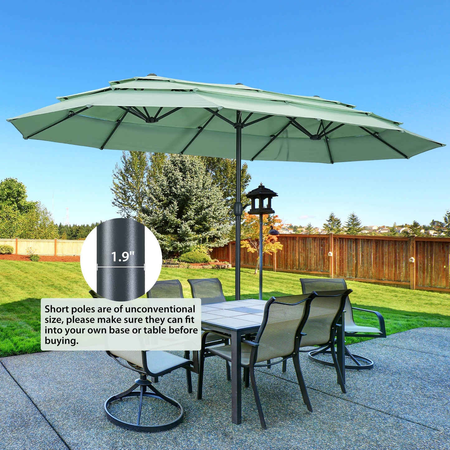 Ainfox 15ft Large Patio Umbrella, 3-Tiers Outdoor Double-Sided Rectangle Market Heavy Duty Umbrellas