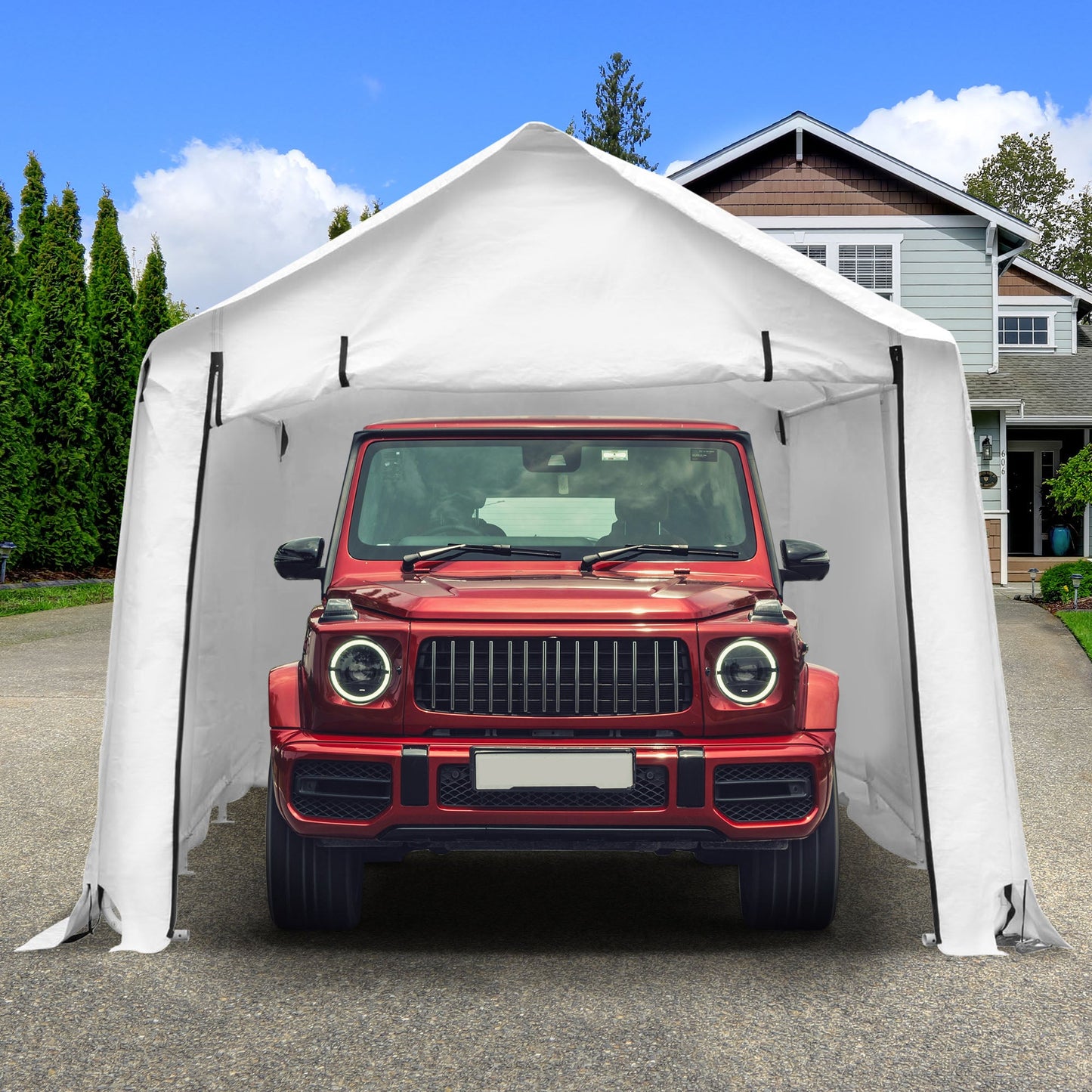 Ainfox 17x10ft Heavy Duty Enclosed Carport Canopy with Sidewalls Waterproof Garage Car Shelter Storage shed