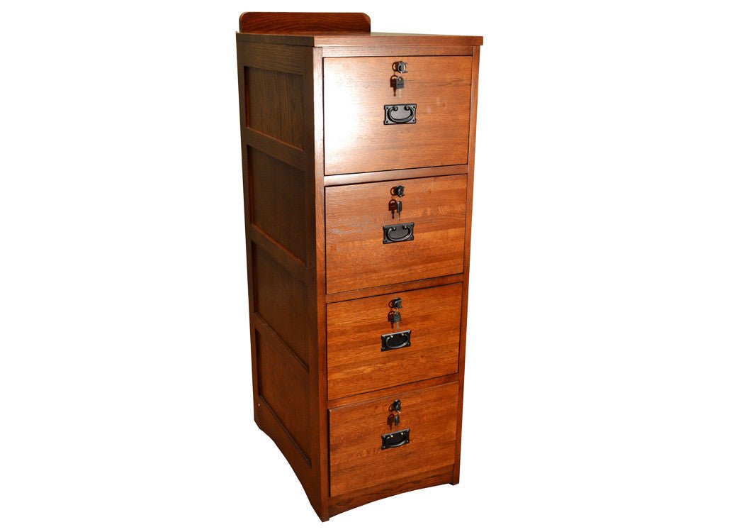 Mission Solid Oak 4 Drawer File Cabinet - Michaels Cherry