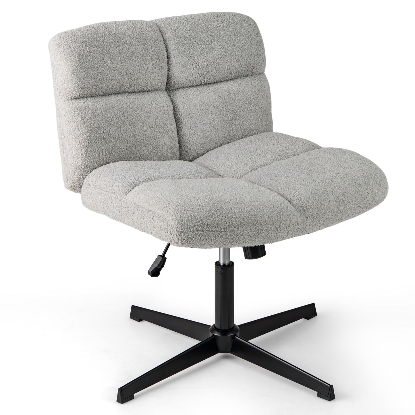 Office Armless Chair Cross Legged with Imitation Lamb Fleece and Adjustable Height