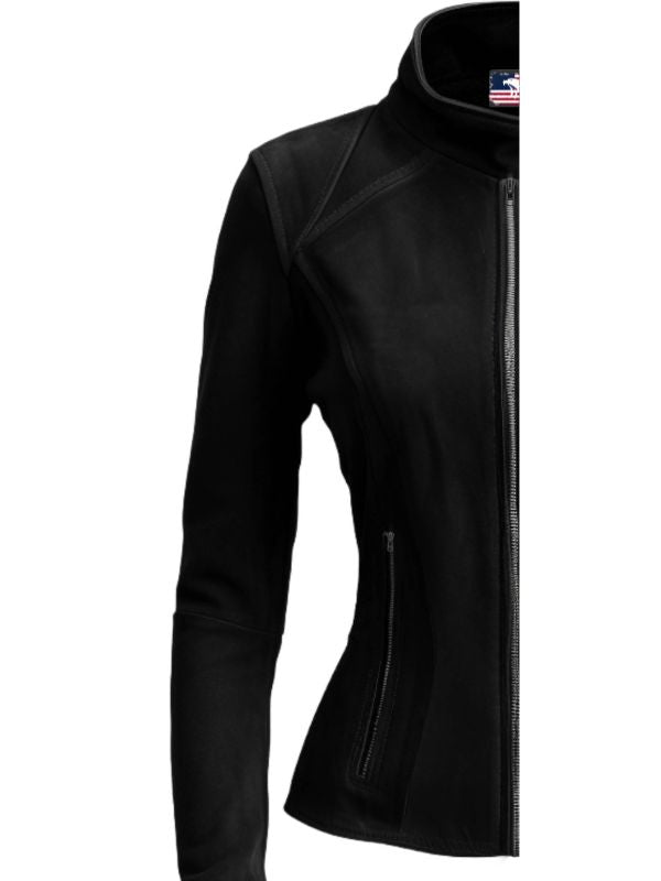 Olivia Black Suede Biker Real Leather Jacket