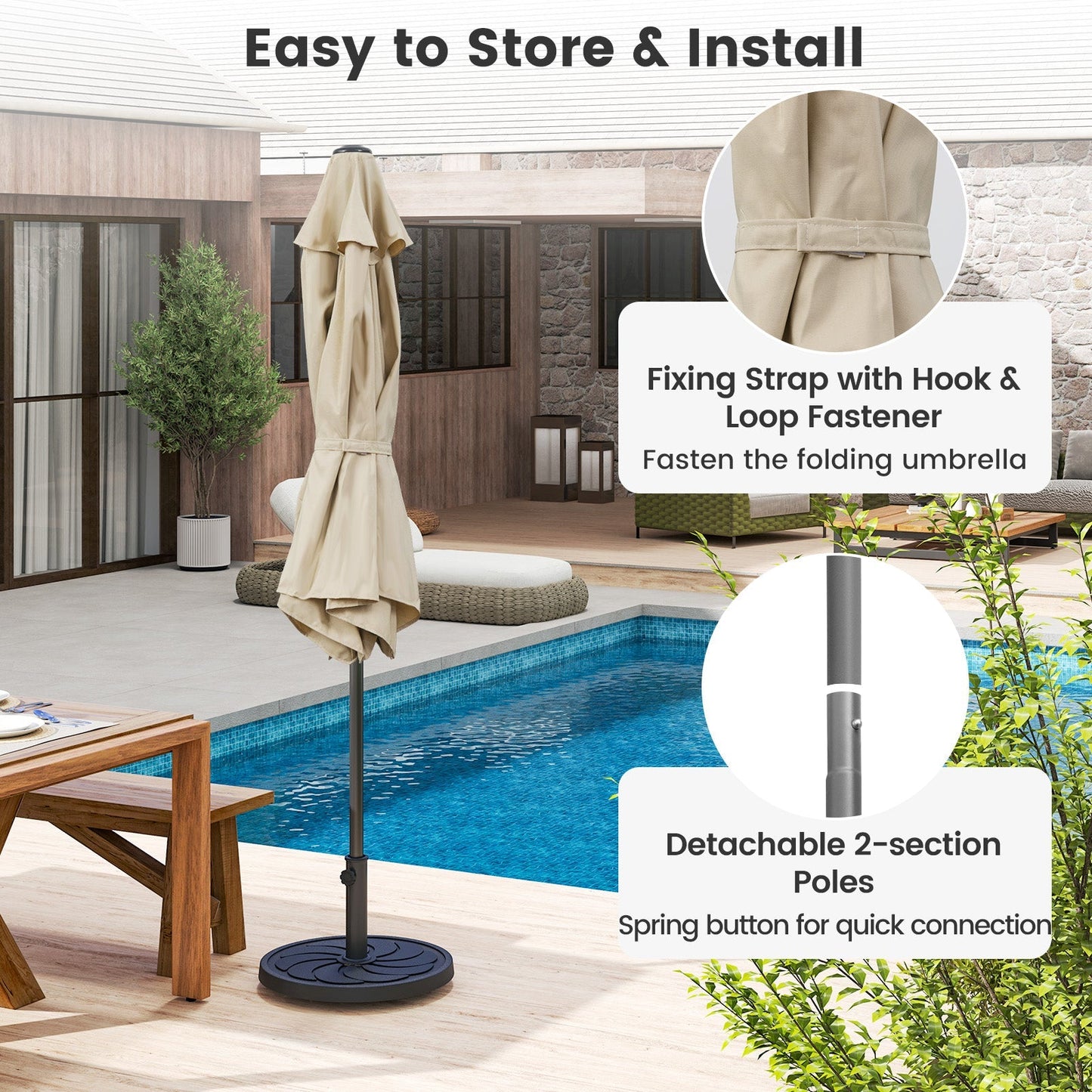 7.5 feet Outdoor Patio Heavy Duty Market Umbrella with Push Button Tilt