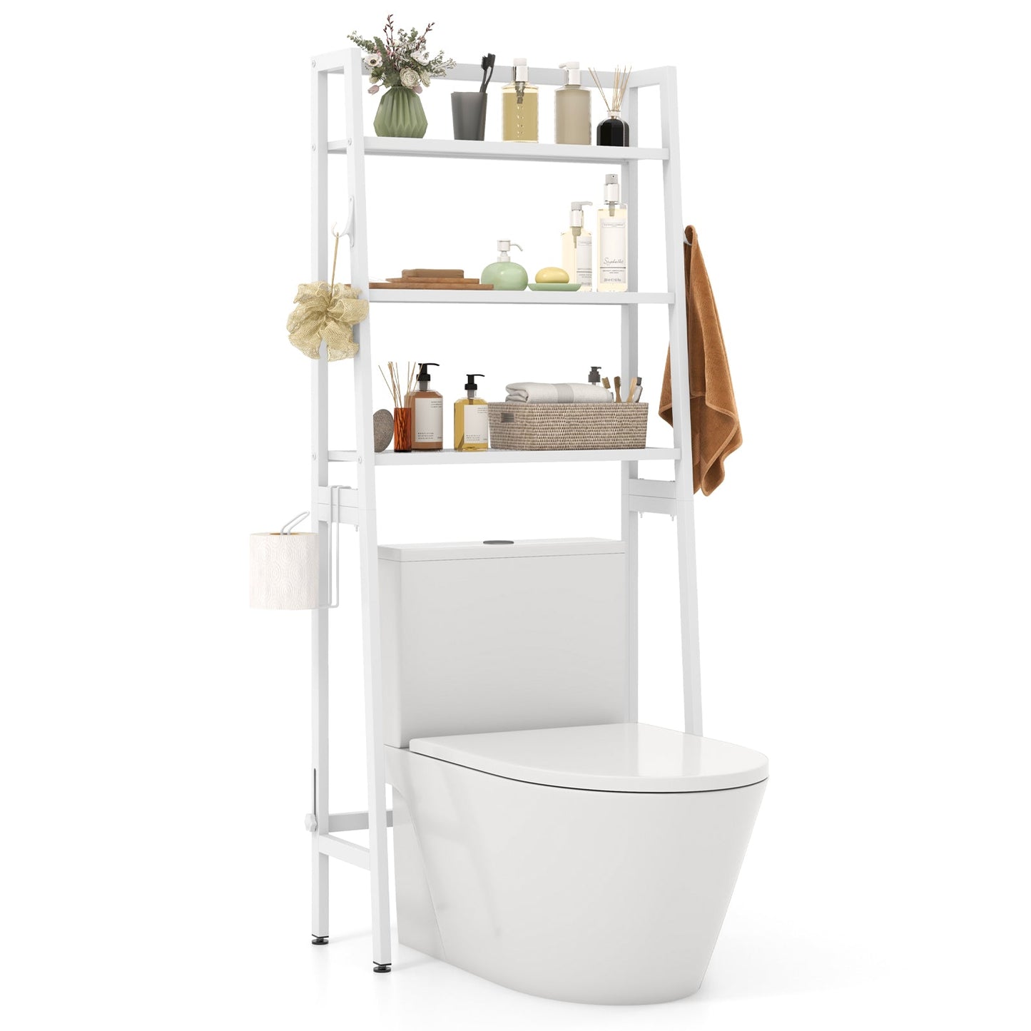3-Tier Over The Toilet Storage Shelf with Adjustable Bottom Bar