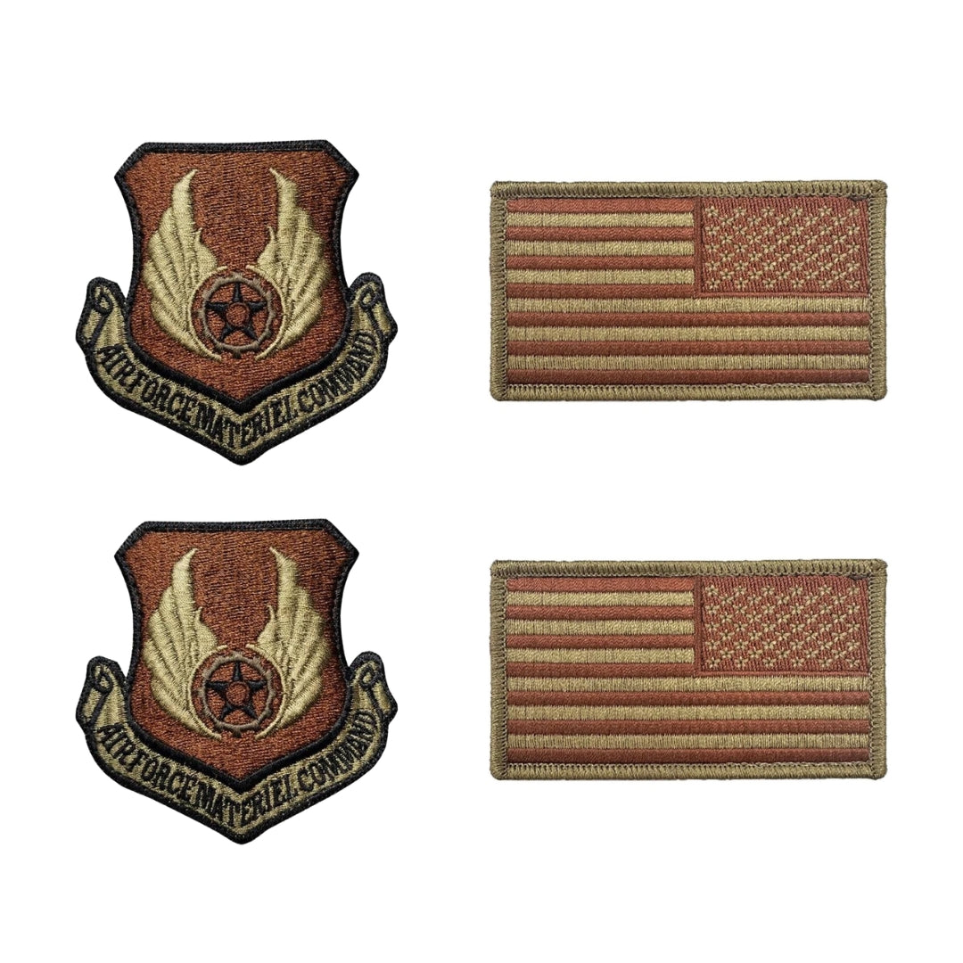 U.S. Air Force Materiel Command OCP Spice Brown Patch and Flag Bundle Patch