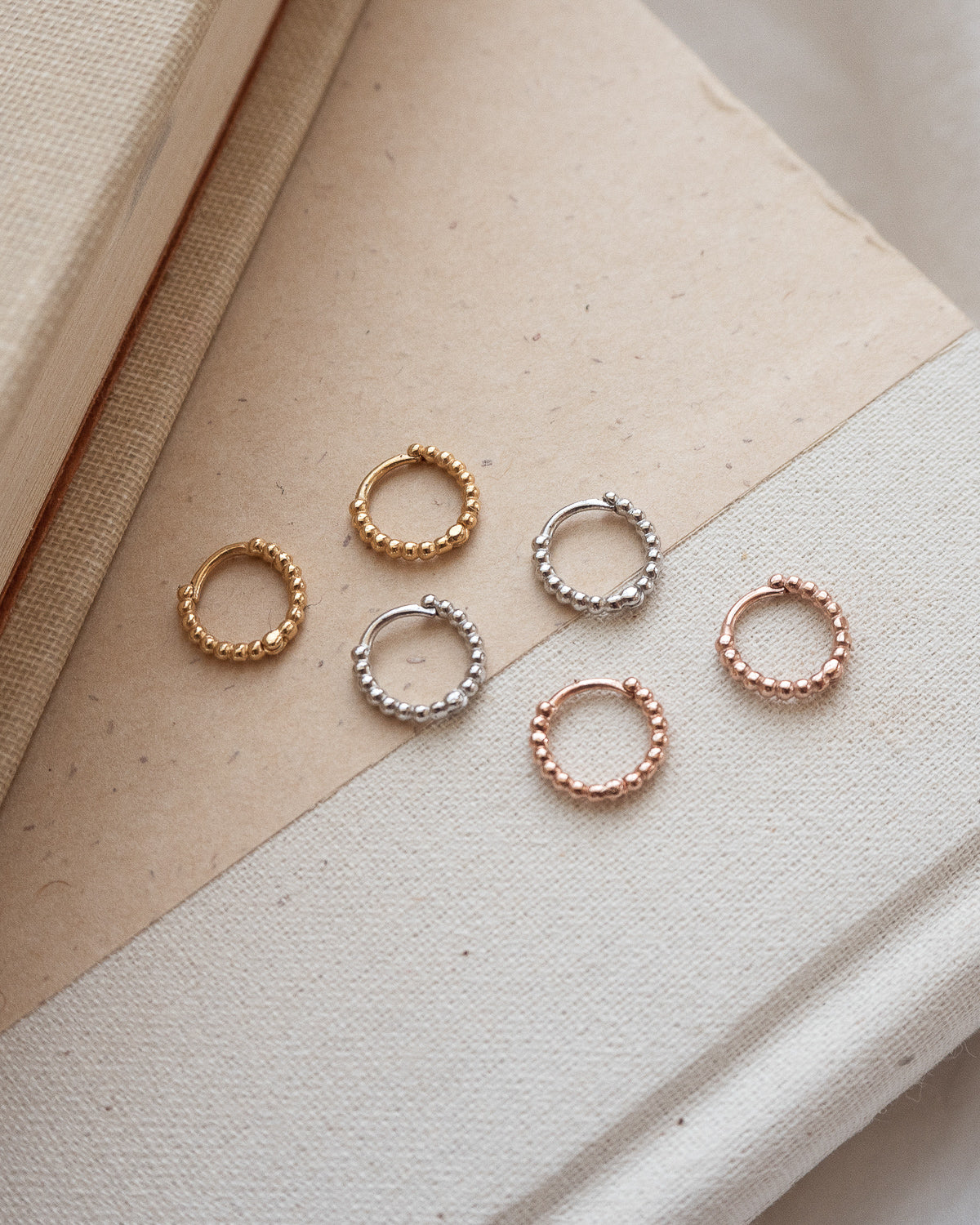 Mini Continuous Beaded Huggies- Gold (Ships Early October)