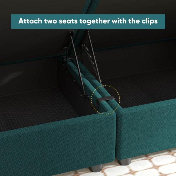 Ainfox L Shaped 2 Seats +1 Ottoman Modular Sectional Sofa Couch With Storage