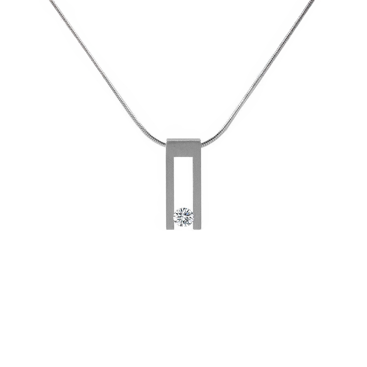 PT089W B.Tiff Hollow Bar Pendant Necklace